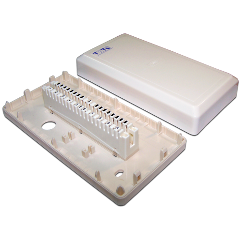 Wall box with pre-installed module, 1 disconnection module, 10 pairs, plastic